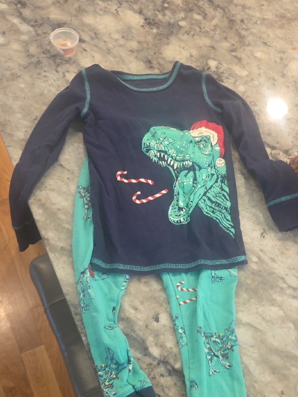 Nordstrom Navy & Teal Dinosaur Holiday Kids Pajama Set